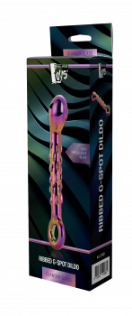 Glamour Glass: Ribbed Dildo for G-Spot and P-Spot, multicolor