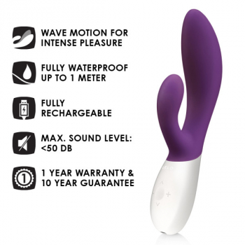 Lelo Ina Wave™ Rabbit Vibrator, Plum  -waterproof-