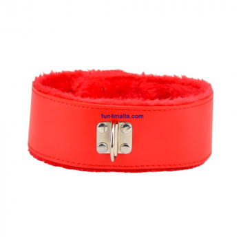 Furry Collar with Leash, Red