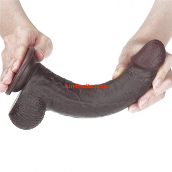 Lovetoy 9 inch Sliding-Skin Dual Layer Dong, brown