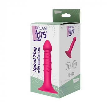 Sprial Silicone Dildo with Suction Cup, Pink