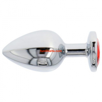 Stainless Steel Plug with a heart-shaped rhinestone,large