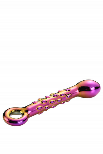 Glamour Glass: Ribbed Dildo for G-Spot and P-Spot, multicolor