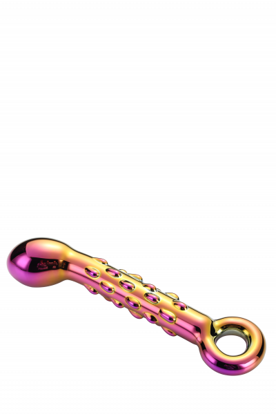 Glamour Glass: Ribbed Dildo for G-Spot and P-Spot, multicolor