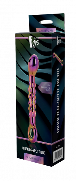 Glamour Glass: Ribbed Dildo for G-Spot and P-Spot, multicolor