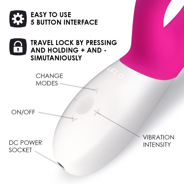 Lelo Ina Wave™ Rabbit Vibrator, Cerise  -waterproof-