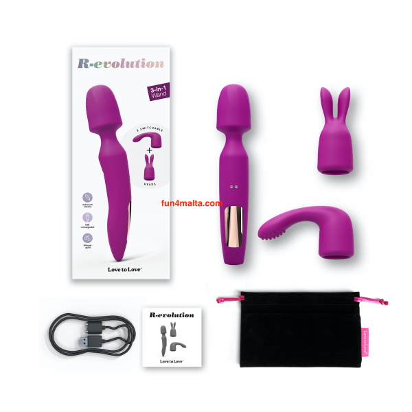 Love to Love - R-Evolution Wandmassager with 2 Attachments, sweet orchid (purple)