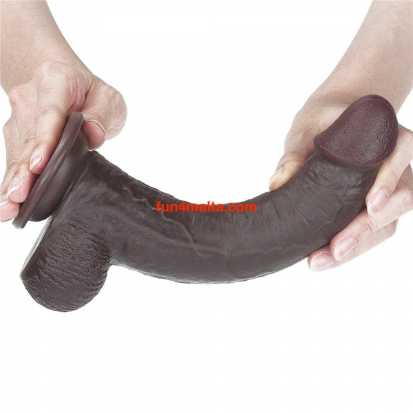 Lovetoy 9 inch Sliding-Skin Dual Layer Dong, brown