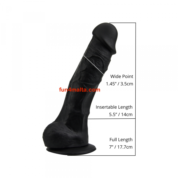 Loving Joy 7 Inch Realistic Silicone Dildo with Suction Cup and Balls, black - Price Cut -
