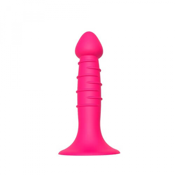 Sprial Silicone Dildo with Suction Cup, Pink