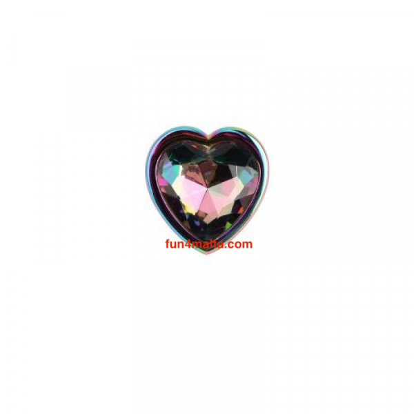 Rainbow colored Plug with a heart-shaped rhinestone small