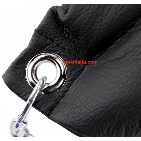 Leather cushion 23 x 32cm, black + chains