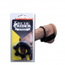 Rude Rider Silicone Cockring & Ball Strap, black
