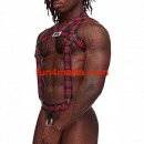 Male Power Elastic Harness with Studs, red